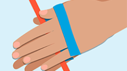 Two hands holding a straw without using thier thumbs